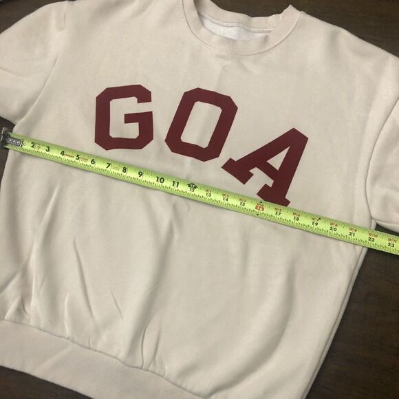 Graver of Anaheim GOA Unisex Small Smiley Embroidery Cream Sweatshirt Crew Neck - Picture 9 of 10